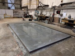 Workshop preparations for delivery of 6m bed for new CNC mill at Blackhill Engineering